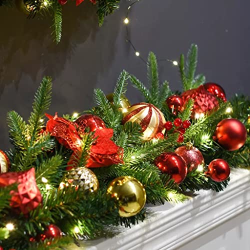 Couronne de Noël artificielle avec lumières intégrées au feuillage dense - 4