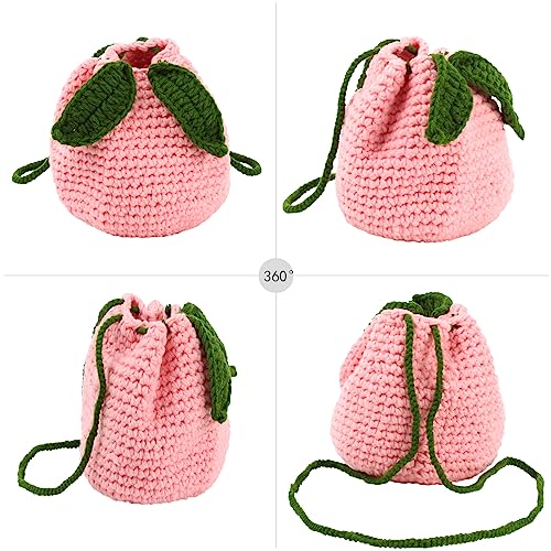 Image of Minache Women Mini Fruit Knitting yarn Crochet Crossbody Shoulder Bag Coin Purse