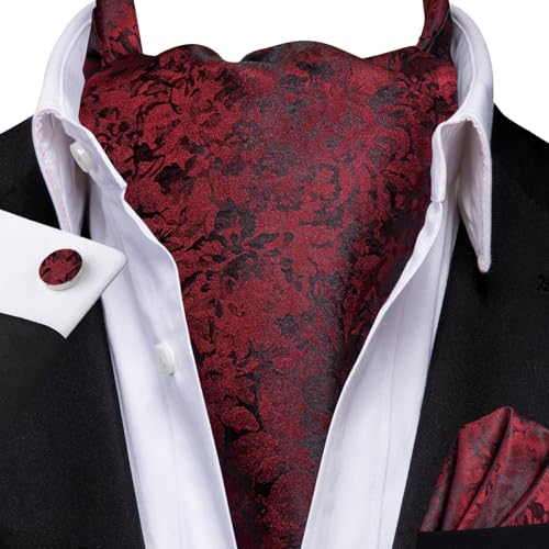 Image of Dubulle Paisley Floral Ascot for Men Self Tie Mens Cravat and Pocket Square Cufflinks Wedding