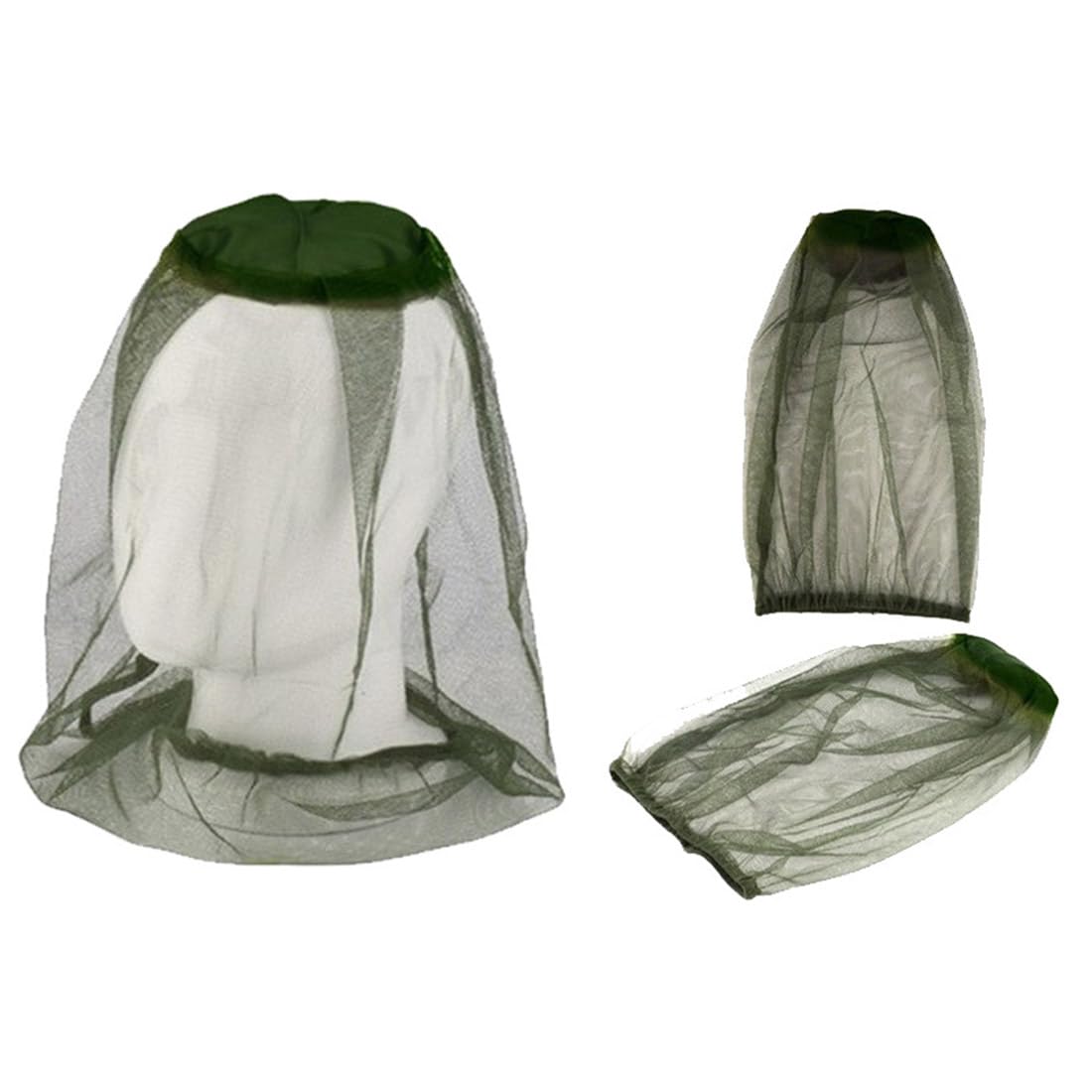 INGJIA 2er-Pack Moskito-Kopfnetz – Grün, Insektenschutz Für Gesicht & Kopf – Für Angeln, Wandern, Imkerei – Atmungsaktives Nylon Mit Kordelzug