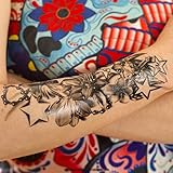 2 x Lotus, Blumen, Kette, Kreuz, Sterne Tattoo in Schwarz - Einmal Körpertattoo Tattoo A1224 (2)