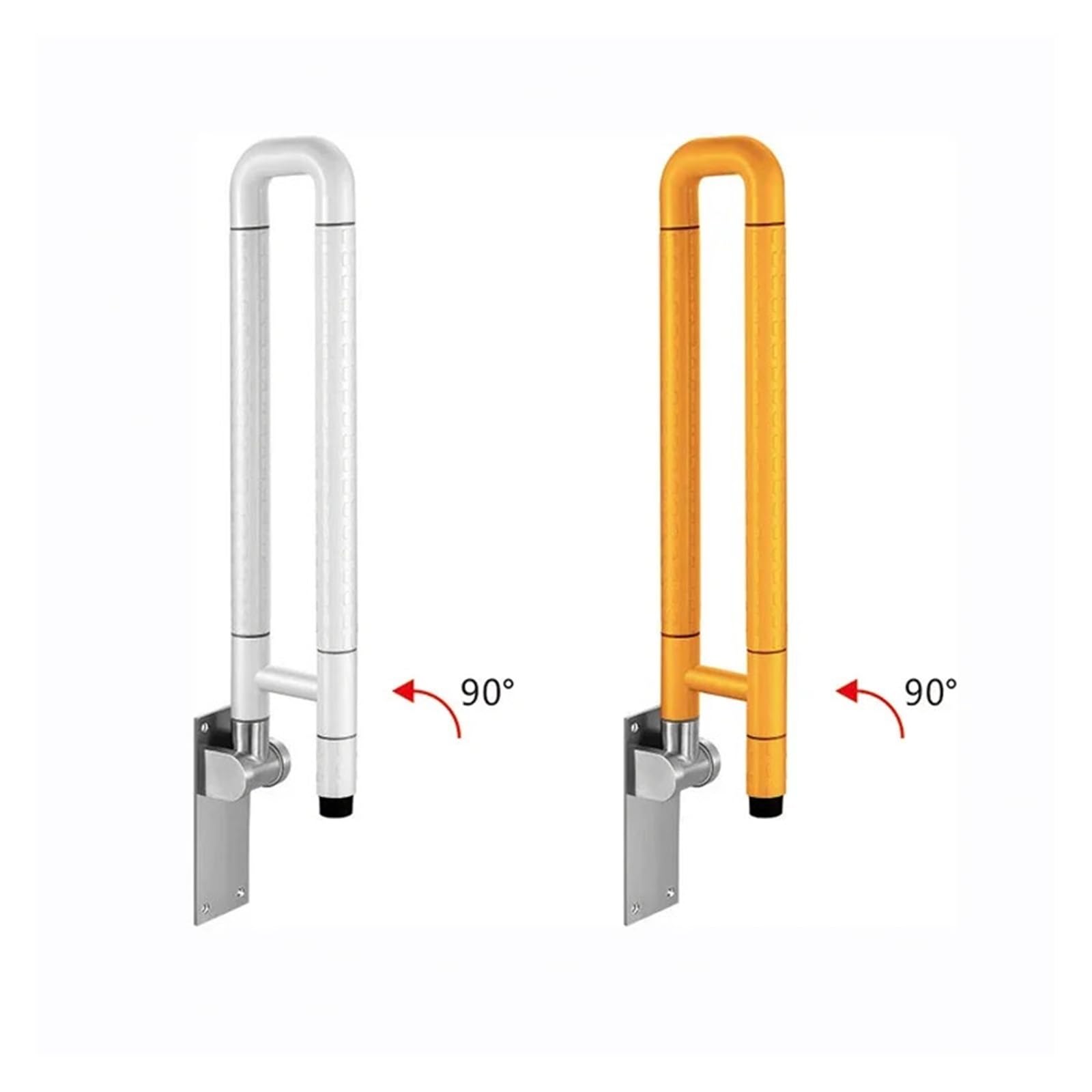 Barra abatible para baño y aseo Barra de agarre plegable for personas mayores, abatible hacia arriba y abajo, for baño, inodoro, rieles seguridad plástico ABS, forma U for discapacitados(White)