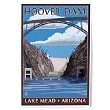 Lantern Press Lake Mead, Arizona, Hoover Dam, 8x12 Inch Art Print Wall Decor