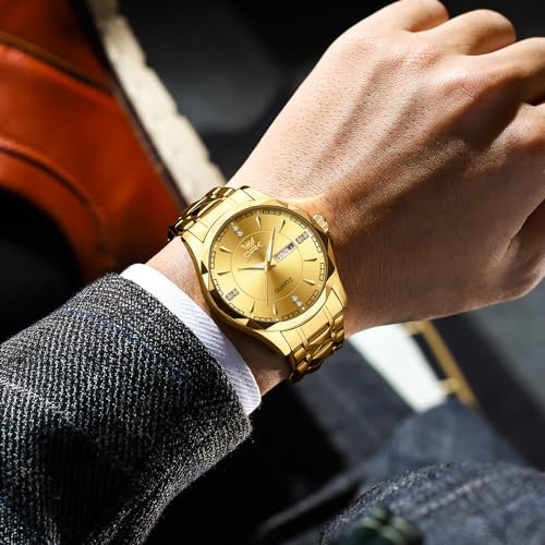 Image of OPK Watches for Men Diamond Roman Analog Mens Watches Waterproof Large Stainless Steel Men Wrist Watch Business Father Gift Watch Blue