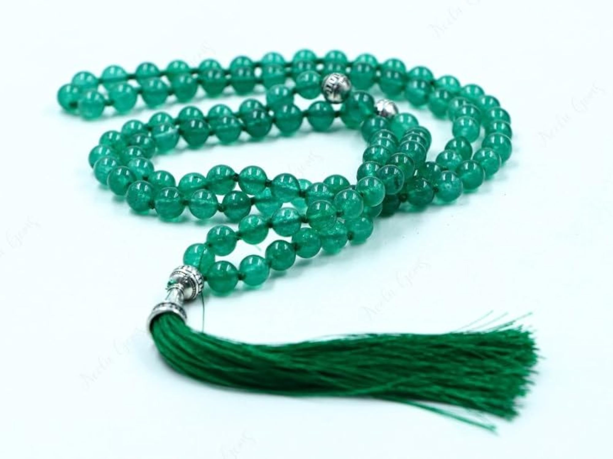 Natural Green Onyx Quartz 6MM Beaded Handmade Prayer Mala Necklace