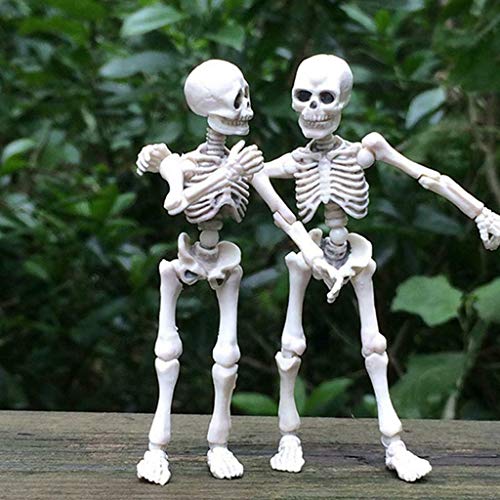 Halloween Movable Skeleton Human Model Skull Full Body Mini Figure Toy,Skeleton Man Skeleton Model Action Figure 9cm 1pc