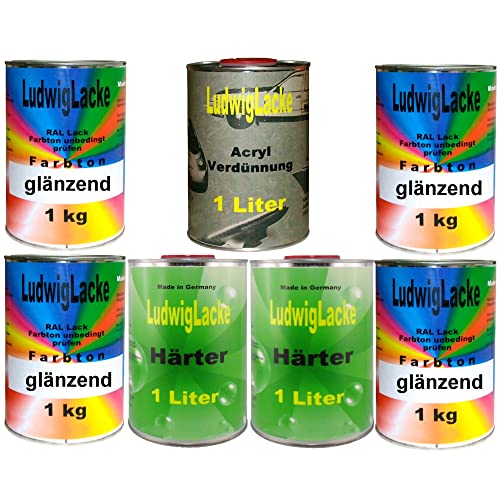 LudwigLacke 7 kg Set Autolack mit Härter RAL 7021 Schwarzgrau