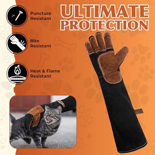 Image of HANDLANDY Animal Handling Gloves, Bite-Proof, Scratch-Resistant, Pet Gloves for Dogs, Cats, Falconry, Gardening