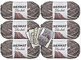 Bernat Blanket Yarn - 6 Pack Bundle with 5 Patterns - Silver Steel