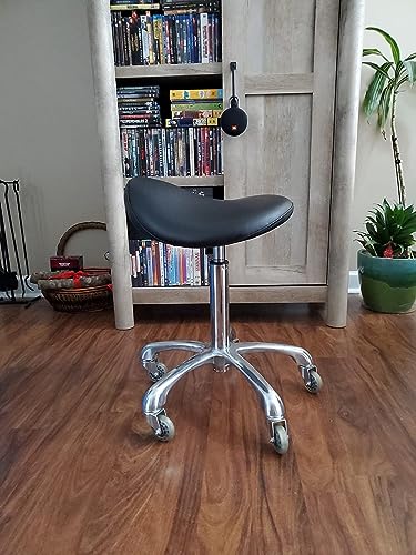 Image of Professional Saddle Stool with Wheels Ergonomic Swivel Rolling Height Adjustable for Clinic Dentist Beauty Salon Tattoo Home Office (Green)