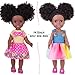 ZITA ELEMENT 14.5 Inch Silicone Black Doll Set Black African Baby Doll with Yellow Striped T-Shirt, Colorful Dress and Other Accessories as A Delightful Gift for Girls