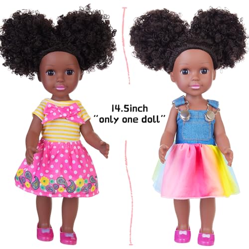 Muñeca de silicona negra ZITA 14.5 pulgadas con accesorios miniatura 2
