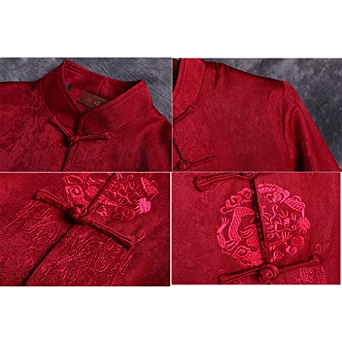 Red Tang Suit Men Chinese Hanfu Coat Chinese Clothing Kung Fu Jacket Clothing Martial Arts Clothes Long Sleeved Coat2