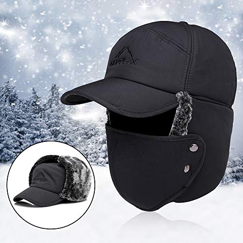 Chapéu Quente de Inverno Com Máscara destacável, Chapéu À Prova de Vento, Feminino, Masculino, Boné