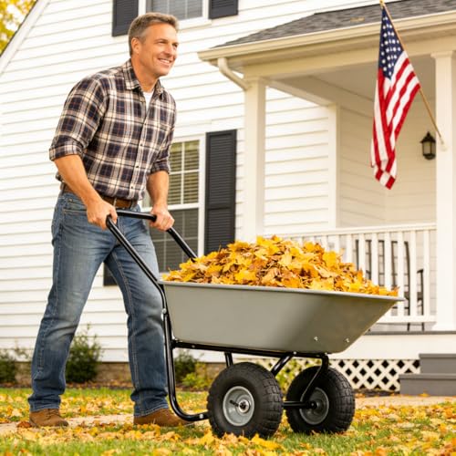 Collapsible Wheelbarrow 176 lbs Folding Yard Garden Wheelbarrow Foldable Lightweight Gardening Heavy Duty Oxford Cloth Green Lawn Cart for Grass Leaf Garden Supplies 10 Pneumatic Tire