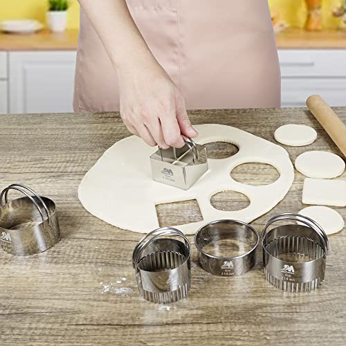 M Jingmei Square Biscuit Cutter Set 1.75Inch 2Inch 2.25Inch 2.75Inch 3.25Inch, Stainless Steel Cookies Cutter With Handle, Professional Baking Dough Tools,5Pcs Set #TOP3