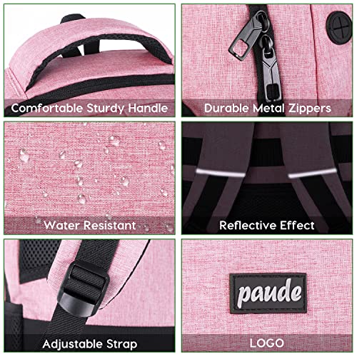 Image of Paude Backpack for Women and Teen Girls, School /College Laptop Bookbag for City Trip, Pink