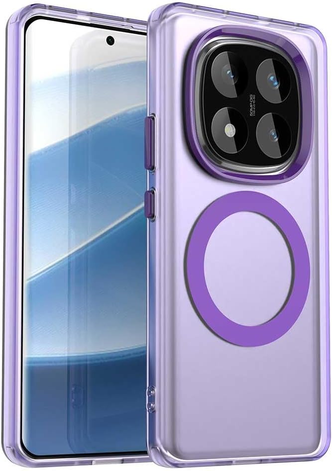 Compatible with Redmi Note 14 Pro 5G Case Cover,Supports Wireless Charging,Shockproof Magnetic Phone Case，Compatible with Xiaomi Poco X7 5G Case Purple