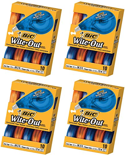 BIC Wite-Out Brand EZ Correct Correction Tape, White, 10 ct - 4 Pack