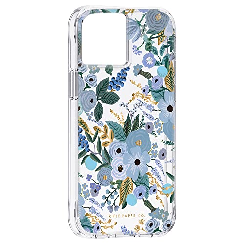 Image of Rifle Paper Co. iPhone 13 Pro Max Case for Women - Garden Party Blue [10ft Drop Protection] [Wireless Charging] Floral Print Phone Case for iPhone 13 Pro Max, Lightweight Anti Scratch Shock Absorbing