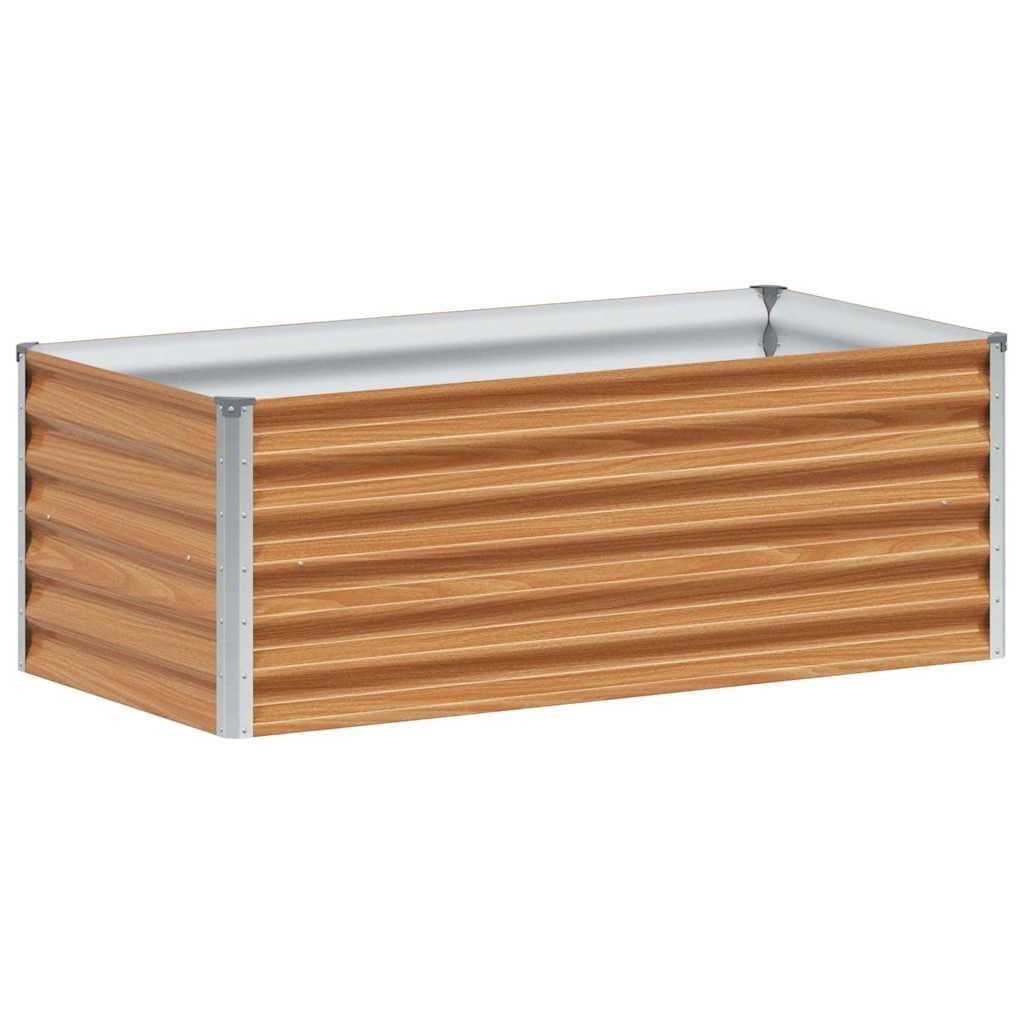 Bancal de color marrón claro, 98 x 50 x 36 cm, de acero galvanizado, moderno diseño industrial, resistente a la corrosión, estable y duradero, para jardín, balcón, cocina