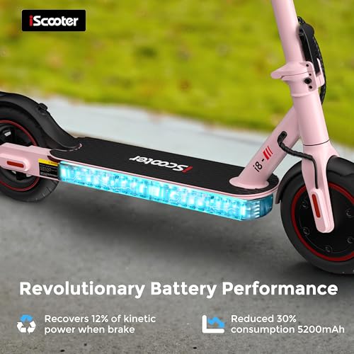 Image of iScooter Electric Scooter Adults, 18 /15 /12 Miles Long Range,22 /19 /18 Mph Top Speed, Commuting Electric Scooter with Cruise Control, Double Braking Systems Escooter for Adults and Teens