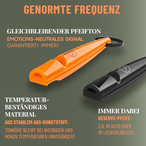 GIZZY® 2X Hundepfeife lauter & weitreichender Pfeifton I 2X Hundepfeifen ideal als Erziehungshilfen für Hunde I Zum Hundetraining u. als Hundepfeife Rückruf geeignet I Inkl. wertigem Band (orange)