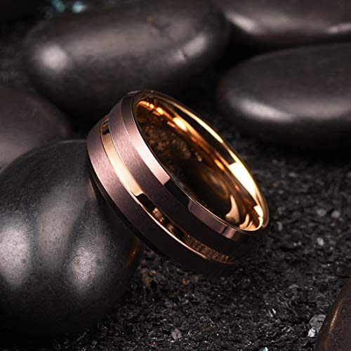 Image of King Will Tungsten Carbide Wedding Band for Men Women-6 /8 /10mm Width Multicolor Available with Grooved Center Wedding Ring Suitable for Work, Gym Comfort Fit Size 4-16