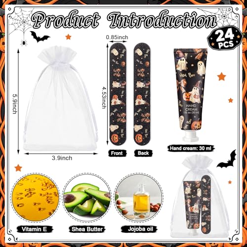 Landhoow Halloween Hand Cream and Nail File Gifts Set Halloween Ghost Coquette Party Favors for Women Ghost Double-sided Nail File and Hand Lotion Travel Size Lotion Birthday Holiday Party Supplies - Image 3