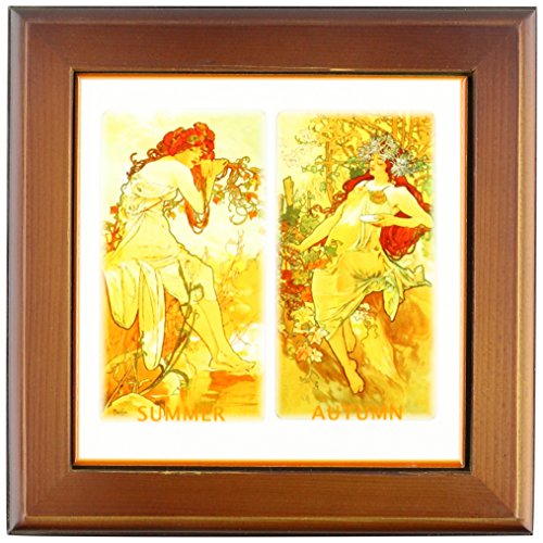 3dRose ft_60671_1 Muchas Paintings of Summer N Fall Ladies Framed Tile, 8 by 8-Inch