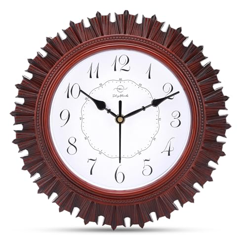 Image of Sehaz Artworks Wall Clock for Living Room Stylish | Wall Watch for Living Room | Clock for Home | Wall Clock for Hall - Brown 24x24 cm