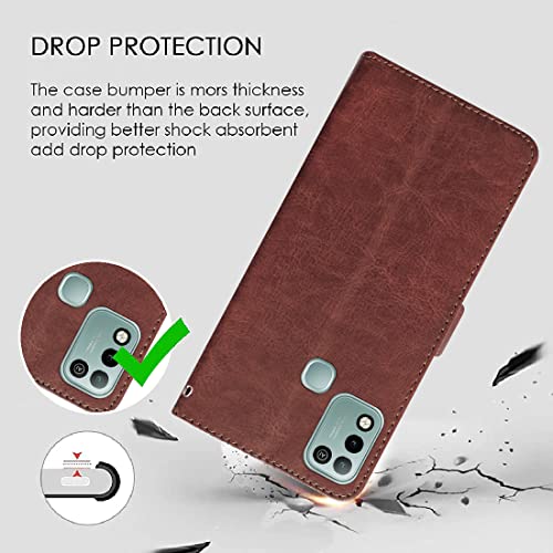 Image of Flip Cover Compatible with Infinix Smart 5 4G | Premium Leather Finish | Inbuilt Pockets & Stand | Flip Cover Back Case for Infinix Smart 5 4G (Brown)
