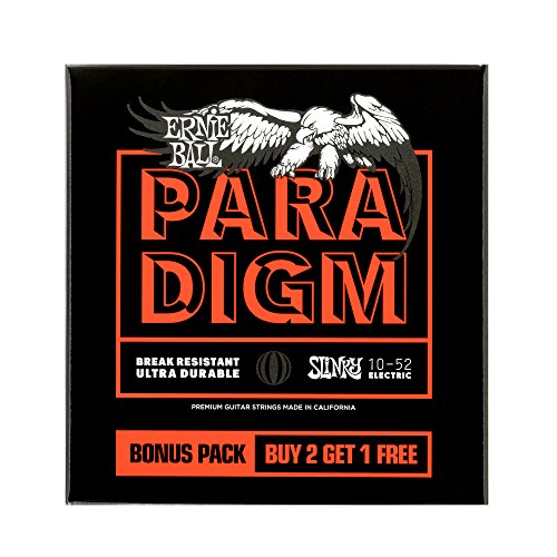 Ernie Ball Skinny Top Heavy Bottom Slinky Paradigm Jeu de 3 cordes pour guitare électrique, calibre 10-52 - Les Beatles, Paul McCartney, John Lennon, RIngo Starr, George Harrison Ernie Ball Skinny Top Heavy Bottom Slinky Paradigm Jeu de 3 cordes pour guitare électrique, calibre 10-52