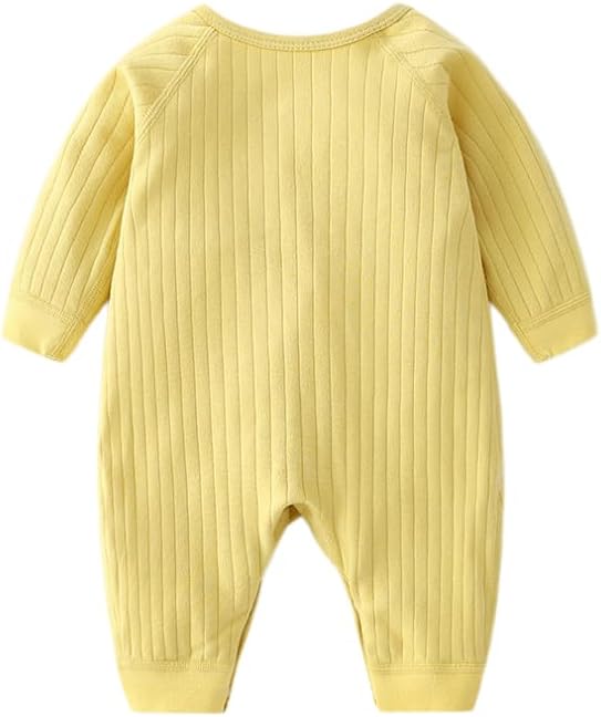 Newborn Romper Coming Home Outfit Unisex Cotton Solid 3 Pack Button Jumpsuits for Infant Baby Boys Girls - Image 5