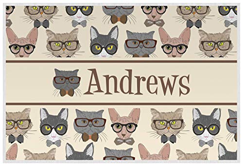 Personalized Hipster Cats Laminated Placemat w/Name or Text