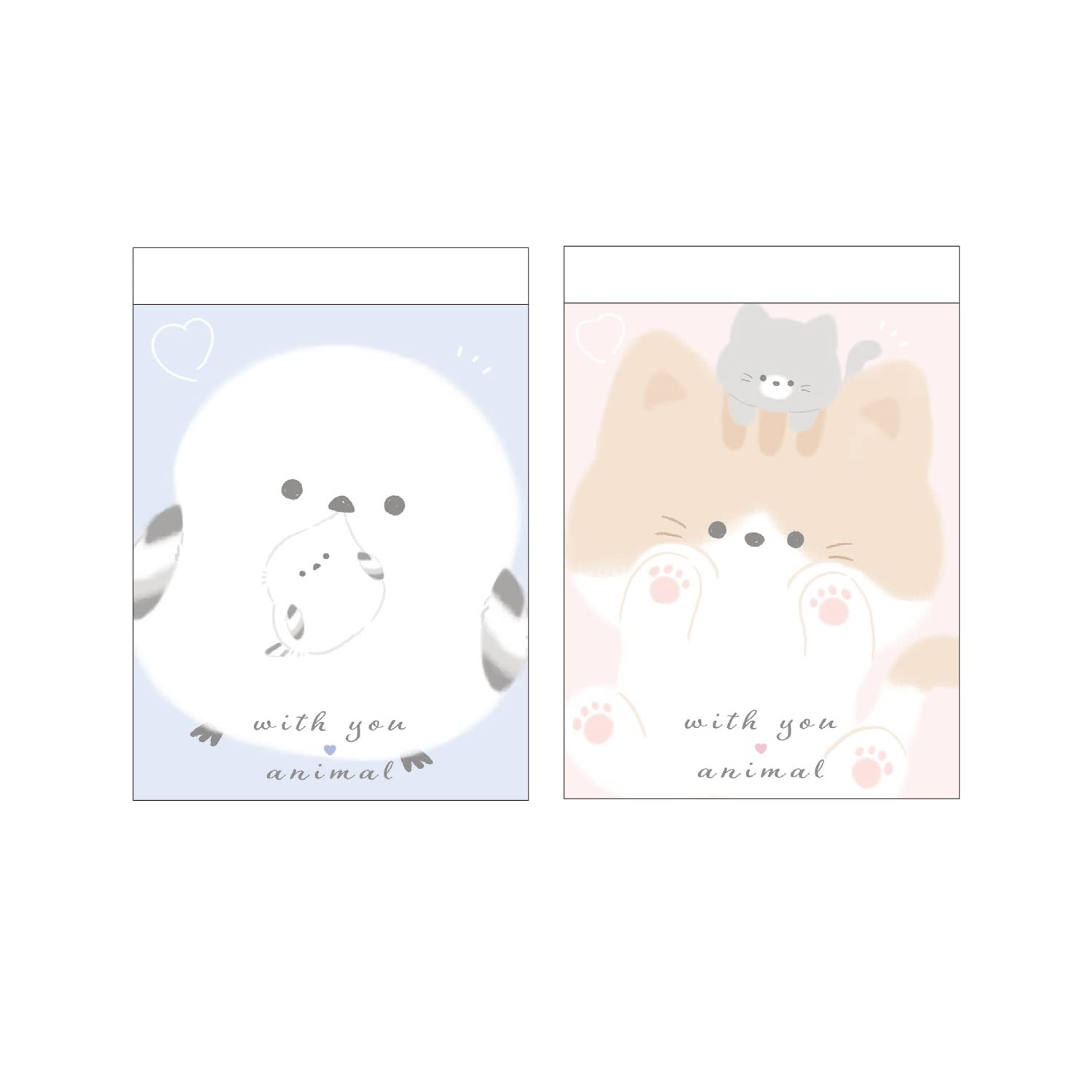 Amazon.co.jp: ミニメモ WITH YOU ANIMAL 2点セット シマエナガ ネコ 