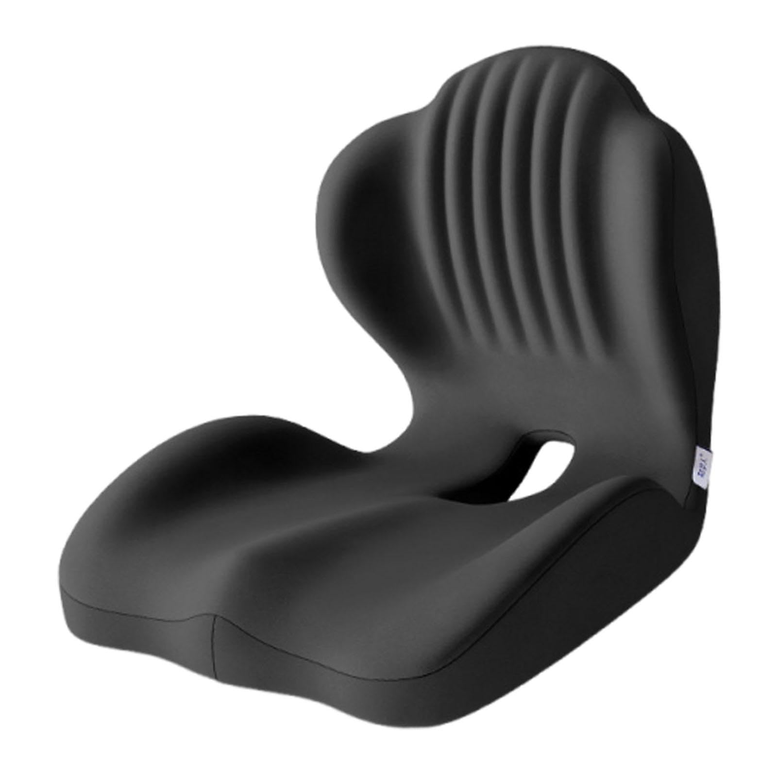 Cuscino Seduta Memory Foam Supporto Schiena Pad Sedia Ergonomico con Rivestimento Rimovibile E Base Antiscivolo Adatto per, Nero