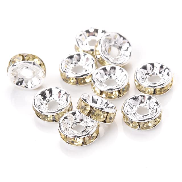 TOAOB 100 stuks 8 mm rode metalen spacer-kralen om te rijgen, ronde strasssteentjes, ronde tussenkralen voor armbanden, oorbellen, halskettingen, sieraden maken