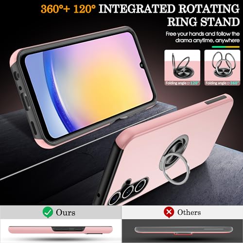 Gritup for Samsung Galaxy A25 5G Case with 360° Rotating Kickstand,Pink - image 3