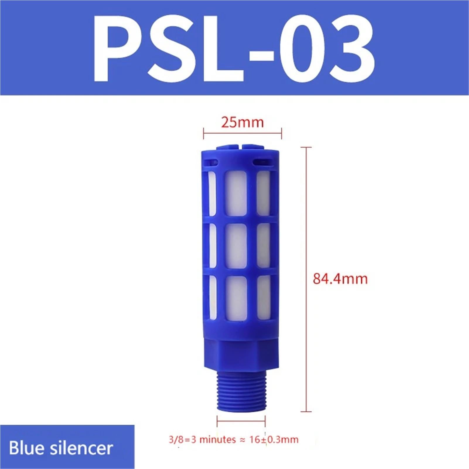 10 Stück pneumatischer Kunststoff-Auspuffschalldämpfer, Schalldämpfer 1/8 1/4 3/8 1/2 Außengewinde, Schallabsorbierender Filter, Rutschsperre for Sprühpumpe(P-SL-03 BULE)