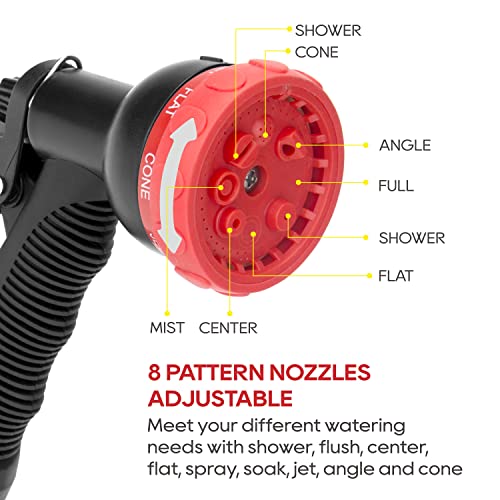 Ecomax Elg09 1/2In. X 100Ft Retractable Garden Hose Reel, Heavy Duty Water Hose Reels, Any Length Lock, Slow Return System, 8 Pattern Hose Nozzle, Wall-Mounted & 180° Swivel Bracket, Black & Red #TOP5