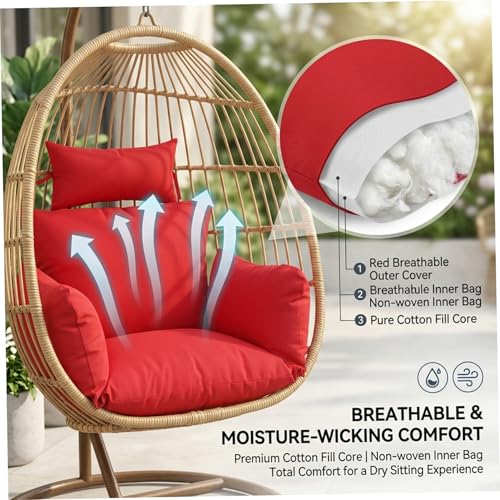 Coussin chaise egg extérieur imperméable rouge grand confort - 4