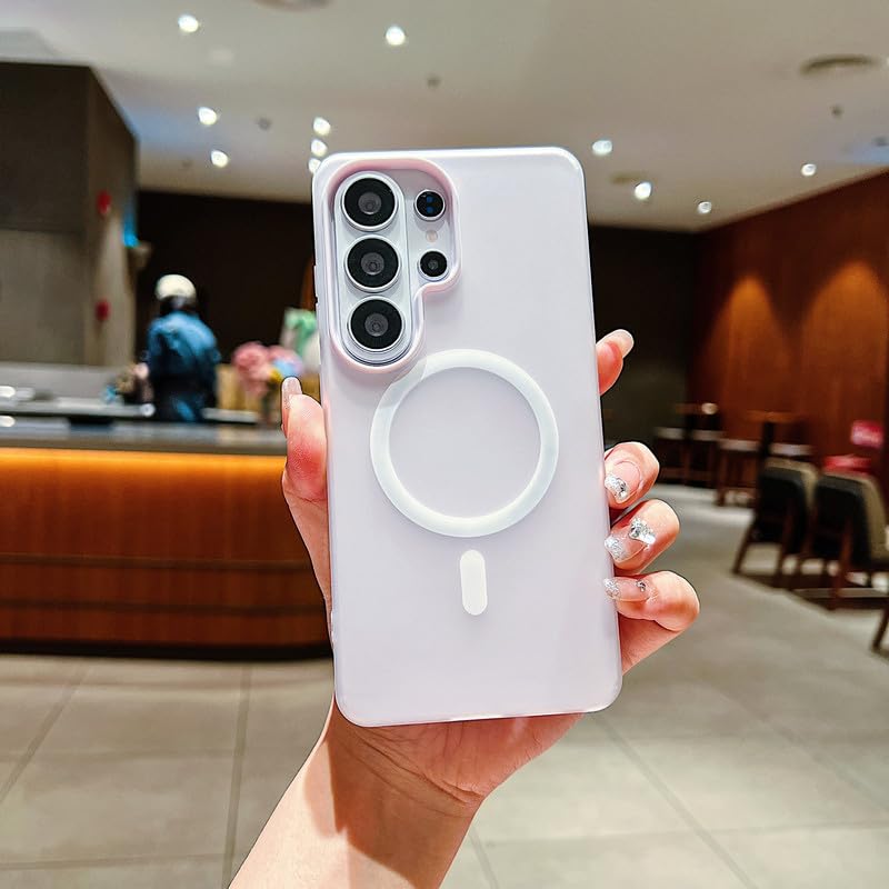 Image of LuxuryKase Magnetic Silicone Candy Case for Samsung Galaxy S26 Ultra | MagSafe Compatible | Slim Protective Case | Lightweight & Flexible | Wireless Charging | Soft Matte Finish - White