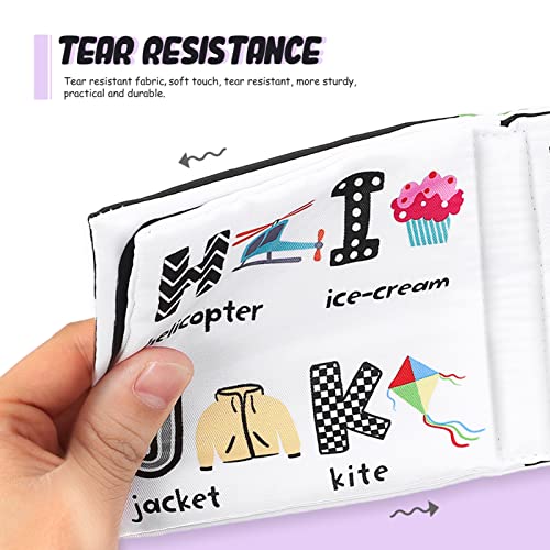 Image of 2 Pcs Baby Cloth Books - High Contrast Crinkle Books for Early Learning, Soft Fabric Educational Toys for Infants, Newborns, and Toddlers Ages 0-3 Years