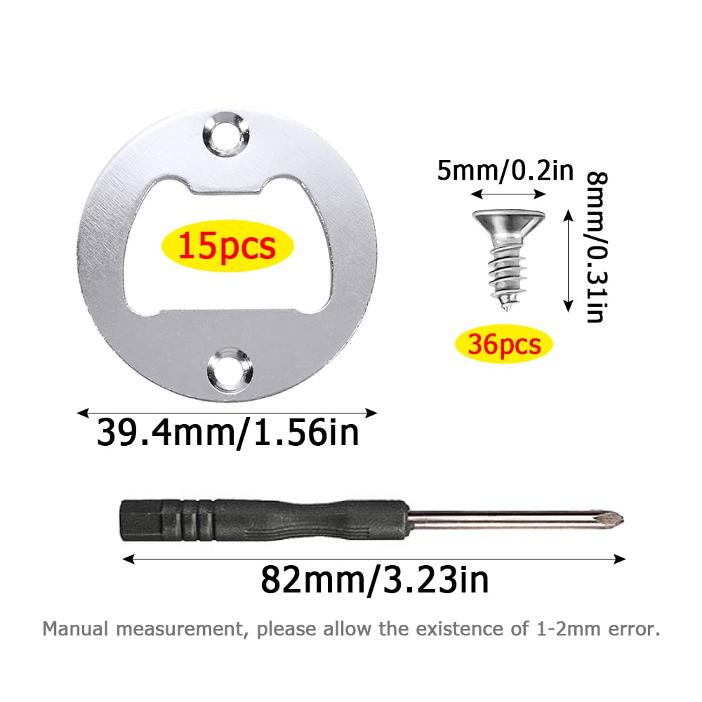 15 Sets Bottle Opener Inserts Hardware, MaehSab Metal Insert Parts Kit for Bottle Opener Resin Casting Molds, Resin Woodworker Beer Opener DIY Accessories