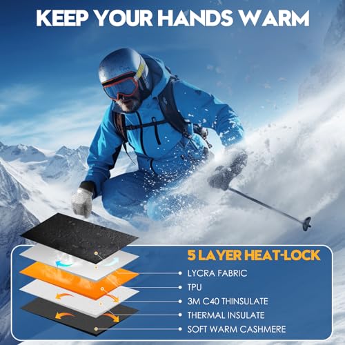 Image of Bruvoalon Winter Gloves for Women & Men, 3M Thermal Insulation, Lycra Fabric, Touchscreen, Anti-Slip