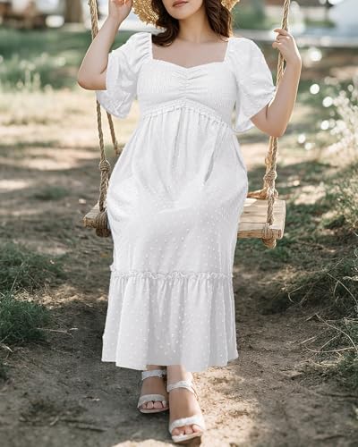 Image of Plus Size Summer Dresses - Maxi Casual Wedding Guest Graduation Easter Long Dress with Pockets