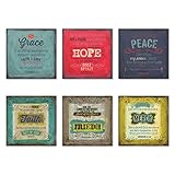 Inspirational Faith Freedom Mercy & Grace Hope Peace Bible Verses; Religious Decor; 6 12x12in Poster Prints