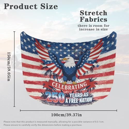 Image of Bald Eagle Car Hood Protector, 250 American Flag Can be Washed Automotive Exterior Accessories, Independence Day Car Hood Decoration and Protection(3X5FT)