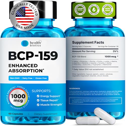 Healthbiotics BCP-159 Capsules - Cycle Support & Muscle Recovery & Post Workout Recovery & Tissue Support Supplement & Nac Supplement Research Proven Quality 1000 mcg, 60 Oral Capsules (1 Pack)